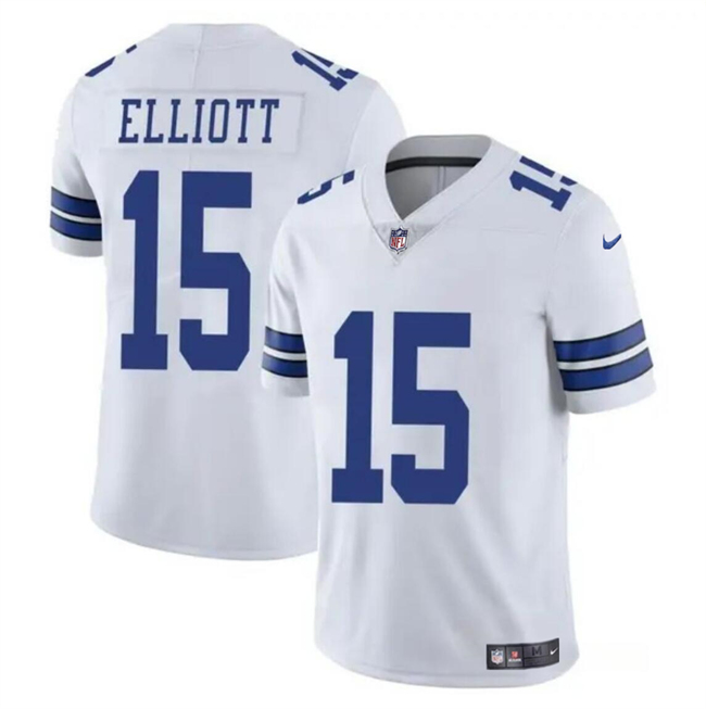 Men's Dallas Cowboys #15 Ezekiel Elliott White Vapor Untouchable Limited Stitched Football Jersey